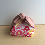 リボンお弁当袋 花×ピンク