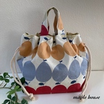 エアリーbag 🌿北欧風カラフルりんご🍎ベージュ