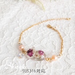 ブレスレット　◆  猫　薔薇　サージカルステンレス