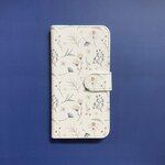 手帳型スマホケース「冬の小花たち」