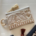 再販✨インド刺繍リボンポーチ ペイズリー♡カードケース💳 ポーチ フェイクレザー