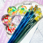 【賑わいの宴】世界で1つだけのハーバリウムお箸／花／ドライフラワー／かすみ草／ブルー／パール／クリア／箸