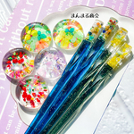 【賑わいの宴】世界で1つだけのハーバリウムお箸／花／ドライフラワー／かすみ草／ブルー／パール／クリア／箸