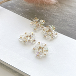 4pcs[クリアオーロラ] 6連 小花 ミックスチャーム  a479