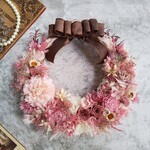 Jolie botanique＜antique rose＞＊ハーフリース＊三日月リース＊フラワーリース＊春＊プリザーブドフラワー＊お花＊ギフト＊結婚祝い＊新築祝い＊両親贈呈品＊母の日＊母の日ギフト