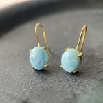 希少石ラリマーのシンプルフックピアス(18KGP)