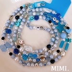 スマホストラップ💙ビーズストラップ⚪️ショルダーストラップ🔵スマホショルダー🤍ネックストラップ🧸ロングストラップ☺︎スマホ用タグ付☺︎/ MIMI.