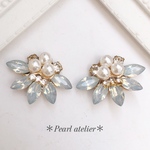 ＊ホワイトオパール✨jewel flowerピアス＊