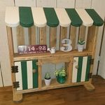 半額　カフェ風シェルフ　Ｌ扉付き☆★緑の屋根