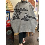 総絞り(黒)の裾コクーンチュニック　　　　　着物リメイク