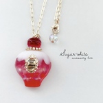 antique Perfume necklace《 ピンクグレープフルーツオレンジソーダ 》✵ クリームソーダの香水瓶型 ネックレス  ペンダント レトロ 喫茶店