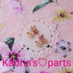 高品質❁K18GP❁ジルコニア❁3色フラワーのチャーム❁パーツ/①個