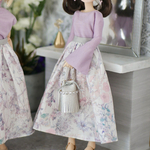 紫ベルスリーブ&リバティスカート2wayセット　ワイルドフラワーピンク紫ラベンダー　1/6ドール用リカちゃん服