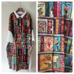 受注製作★ロバートカフマンROBERT KAUFMAN Library of Rarities 上質リネンゆるシャツワンピース