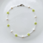 Green × Clear淡水パールネックレス