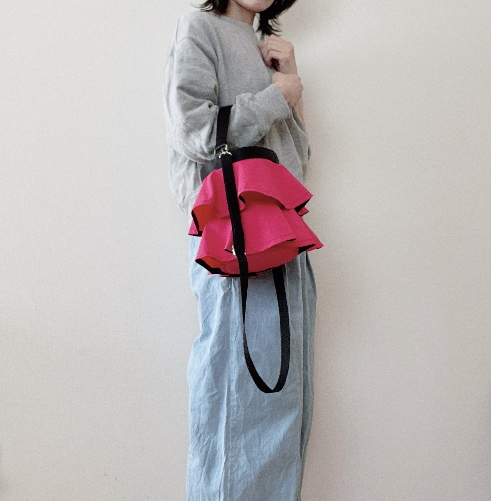 巾着バッグ フリル巾着バッグ グリーン - tamaco | minne 国内