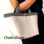 イニシャル 合皮トート ライトグレー×グレー