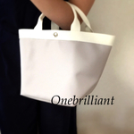 イニシャル 合皮トート ライトグレー×ホワイト