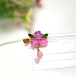 マスク　チャーム　つまみ細工　芝桜【送料込み】