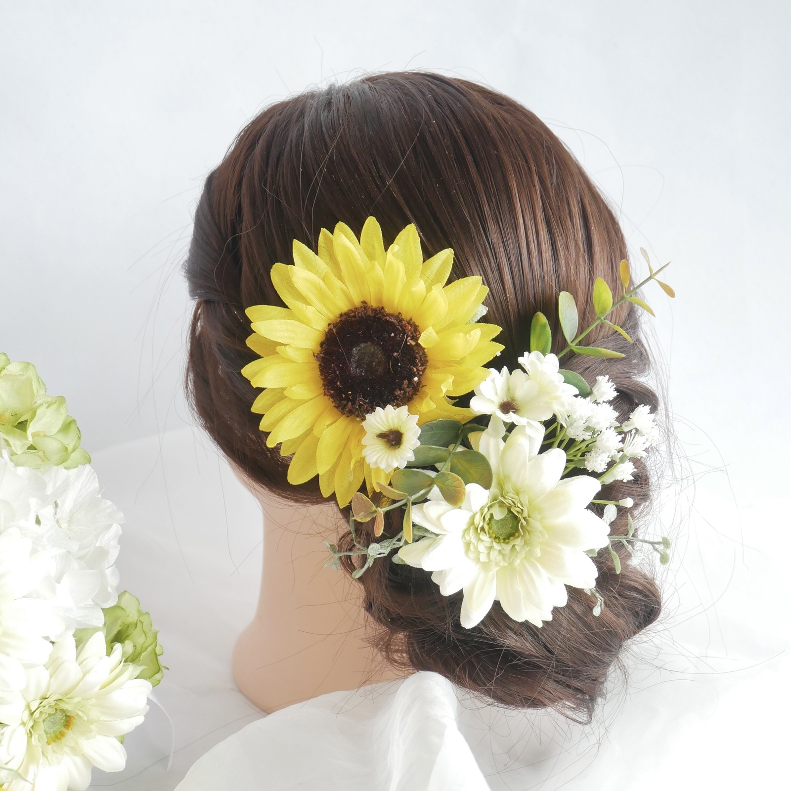 B1 ひまわり ウエディング ブーケ ブートニア ヘッドドレス 結婚