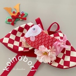こどもの日＊こいのぼりtippet(赤色)♡送料無料♡端午の節句♡鯉のぼり♡こいのぼり♡5月♡こいのぼりチョーカー♡リボンチョーカー♡♡ペット用アクセサリー♡犬猫こいのぼり♡トリミング♡おうち撮影