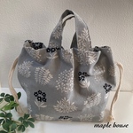 エアリーbag 🌿北欧風花柄🍀グレージュ