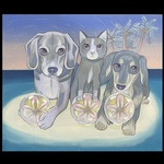 G様専用ページ ビーグル犬 と ダックス の壁掛けイラスト⑦ 原画 アート 絵画 ＋シール&カード