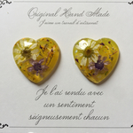 ♡レジン♡ お花 ハート イヤリング  黄色