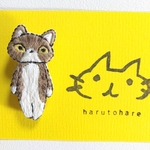 ねこ刺繍ブローチ