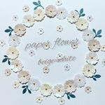 クラフトパンチのお花シール✿40枚✿Shiny beige×white