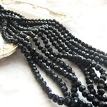 90個・6ｍｍ・ブラック・ファセットガラスビーズ・ラウンド・23040208