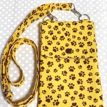 可愛い♡♡肉球柄のスマホショルダー☆☆カードポケット付き♪サフランイエロー☆