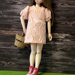 エンボス加工ミニワンピース☆(リカちゃんブライスの服)ピンク系