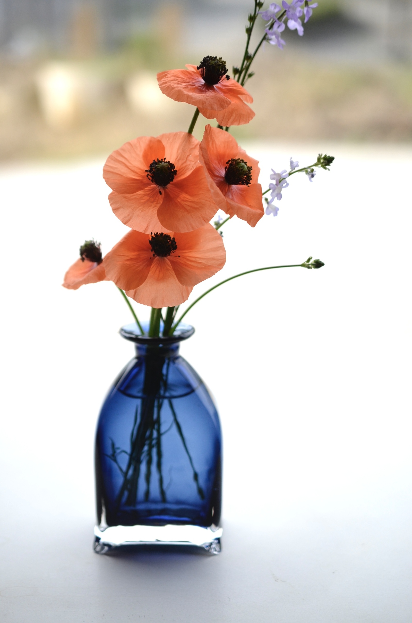 藍色の角花入