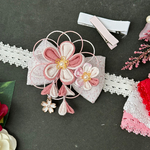 【オーダー品/036】ベビー ヘアバンド クリップ つまみ細工 和 袴 100日祝い 百日祝い お食い初め ひな祭り 赤ちゃん