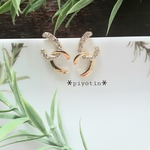 [送料無料]ダブルCラインストーンピアス＊ポストピアス