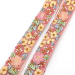 [再再販] スマホショルダー　スマホストラップ　ショルダーストラップ　ネックストラップ　インド刺繍　花模様　029