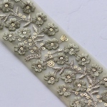 インド刺繍リボン　チュールリボン【カーキ】刺繍リボン 刺繍リボン トリム ブレード ジャガードリボンチロリアンテープ レース チュールレース