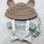 ちびぬい服　ハンドメイド♪  服上下とクマの帽子とかばんの4点セット