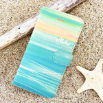 【カメラホール付】iPhone/Android 名入れ♪海色サンセット★SUNSET SEA 手帳型スマホケース