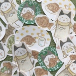 【水彩イラスト】ねこねこさんのたい焼き屋さんフレークシール