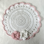 ♡ハンドメイド　お花モチーフ付ドイリー113♡