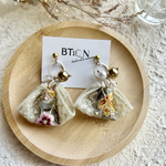 <SALE>刺繍リボン×チェーン ピアス/イヤリング