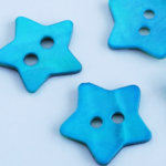 (3個) 15mm 貝ボタン 星 ターコイズブルー フランス製 ＊ 青