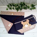 ♡リクエスト作品♡ひょっこりくまさんAPお揃い給食袋&ランチマット