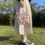 ちょっとそこまで♪ クロシェ編み　トートバッグ　ホワイト　ピンク