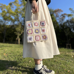 ちょっとそこまで♪ クロシェ編み　トートバッグ　ライトベージュ　ピンク　パープル