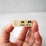 【セット】ミニミニスタンプ３種「ジュースぐびぐびねこショコラ＆にぼしの癒し」　meganehankoスタンプ