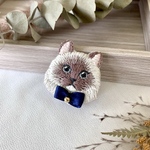 ◇キリッとお顔◇ ネコのお顔刺繍のブローチ　ラグドール  ヒマラヤン　バーマン