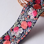 インド刺繍リボン　シルクフラワーリボン【ダークネイビー】刺繍リボン トリム ブレード ジャガードリボンチロリアンテープ レース チュールレース
